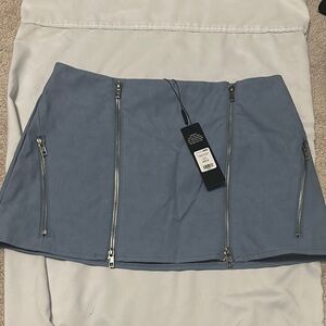 Fashion Nova Gray and Blue Skater Mini Skirt